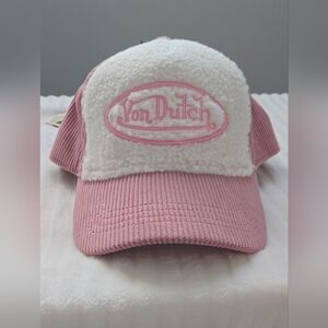 VON DUTCH Pink Sherpa Corduroy Dutch Strapback Hat